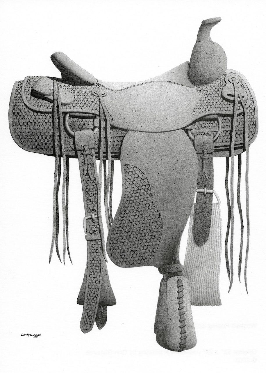 Western roping saddle.  ©2001 Don Richards